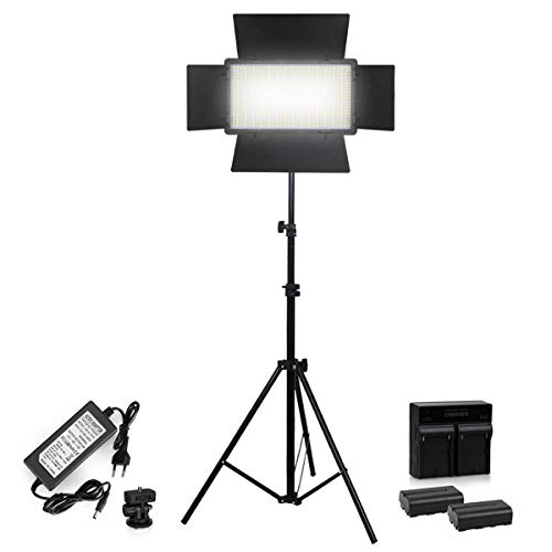Kit Iluminador de LED Pro 600 + Tripé + Bateria + Carregador