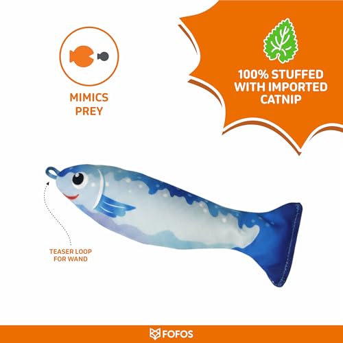 Image of BarkButler x FOFOS Sardine Fish Cat Toys 3pk - 100% Catnip Toys for Cats, Interactive Toys Set - Multicoloured