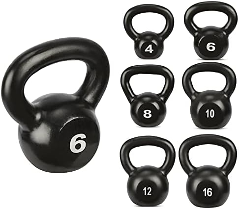 Bravich Cast Iron Kettlebell Black Industrial 4kg, 6kg, 8kg, 10kg, 12kg, 16kg, 20kg Home Gym Workout Equipment Strength Fitness Weight Training