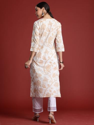 Image of INDO ERA Women's Cotton Straight Fit Printed Straight Kurta (KT0WH10061)