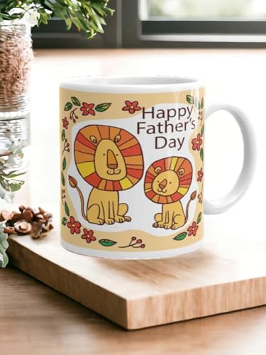 Image of Better Gift Flowers Father's Day Lion and Cub Mug, Round Shaped Multicolor Themed Coffee Mugs, Mug for Gifting, Gifting Items for Family, Friends & Closed Ones