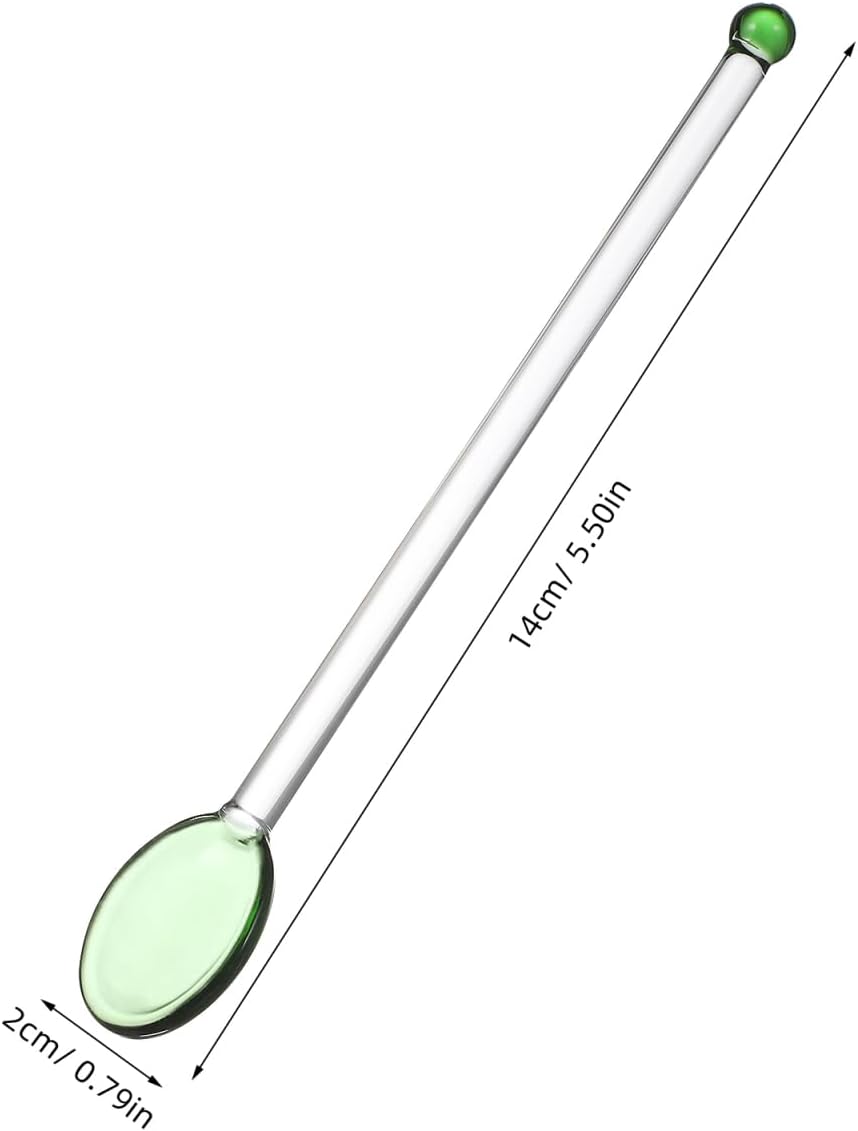 Cabilock 6-Piece Glass Swizzle Sticks, Heart Stirring Spoons for Drinks