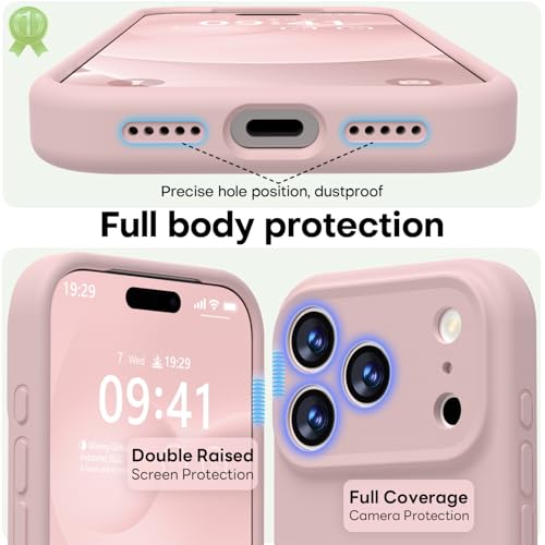 Image of LOVE 3000 Designed for iPhone 17 Pro Max Case, Premium Silicone [Compatible with Magsafe][Soft Anti-Scratch Microfiber Lining] Shockproof Protective Phone Case for Men Women 6.9 inch, Chalk Pink