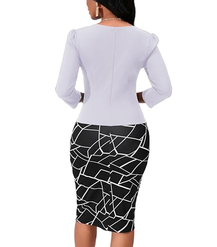 Image of Yajedo Women's Reto Bodycon Midi Dresses 3 /4 Sleeve Church Wear to Work Business Pencil Dress