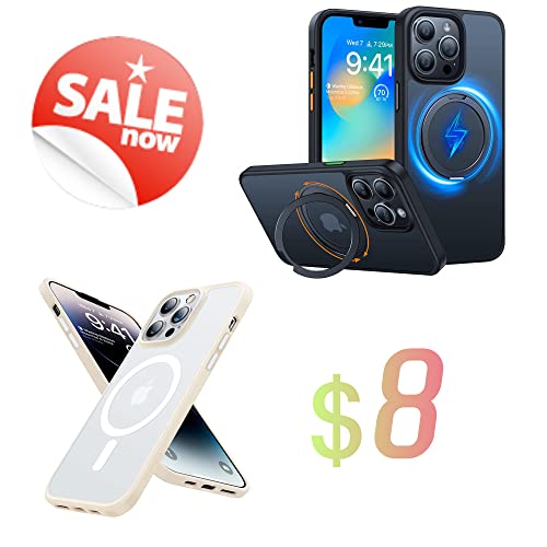 TORRAS 360° Rotatable Ring for iPhone 13 Pro Max Case, Compatible with Magsafe with Stand, Magnetic Ring Holder, Military Grade Shockproof Translucent Back Slim Phone Case UPRO Ostand Pro, Black