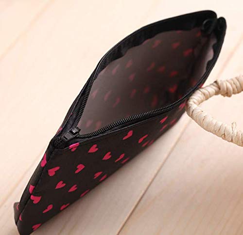 Happydaily Pack Of 7 Fashion Design Muliti-Functional Bag Using As Makeup Bag Or Cosmetic Pouch Or Travel Toiletry Or Carrying Purse (Heart(Pink/Hotpink/Red/Black)+Polka Dot(Hotpink/Red)+Leopard) #TOP7