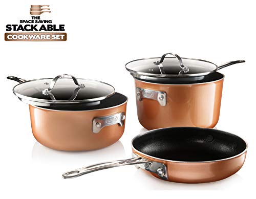 Gotham Steel Stackable Pots and Pans Set – Stackmaster 5 Piece Cookware Set