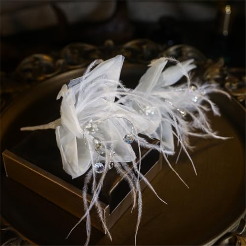 Clip de pelo de plumas para novia ideal en bodas de estilo Sen al aire libre 3