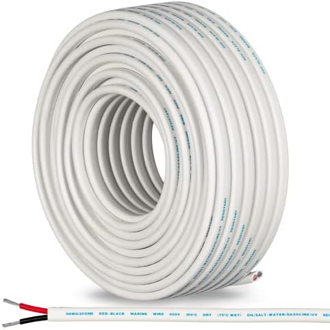 GS Power Marine Wire - 100 Ft, 14 Gauge AWG Electrical Boat Wiring - Oxygen-Free Insulated Black and Red Sheathed Copper