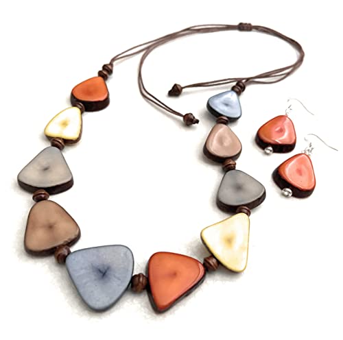Collar y aretes Tagua artesanal de alta calidad orgánica