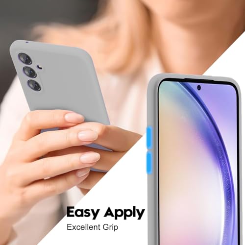 Image of DIZORO Microfiber Candy Case Compatible for Samsung S24 fe Smooth Touch Cushion Liquid Soft Silicone Gel Rubber Phone Cases Non-Slip Full Body Protective Shockproof Back Cover - Titanium