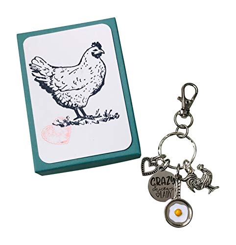 Crazy Chicken Lady Key Chain Purse Tag Adorable Frying pan ...