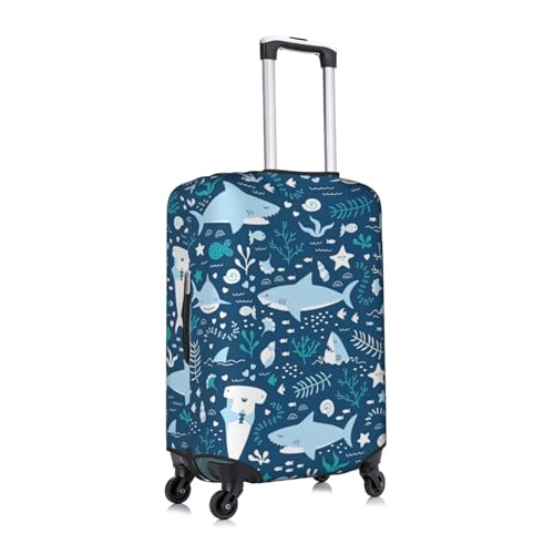 Housse de bagage poisson bleu blanc S en polyester lavable - 2