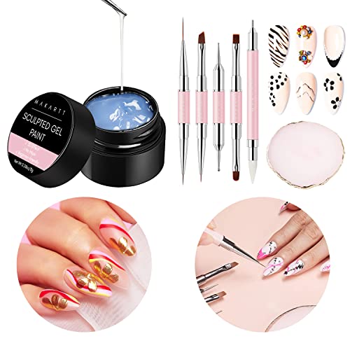 Akartt Nail Art Brushes Kit,Liner Brushes For Nails Bundle 3D Painting Gel Clear Nail Gel For Naills Art Chrome Nail Powder Sculpting Gel #TOP10