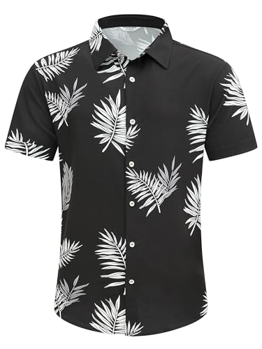 Image of Men's Hawaiian Shirt Tops Vintage Short Sleeve Button Down Beach Shirt Male Tropical Floral Summer Pullover Party Holiday
