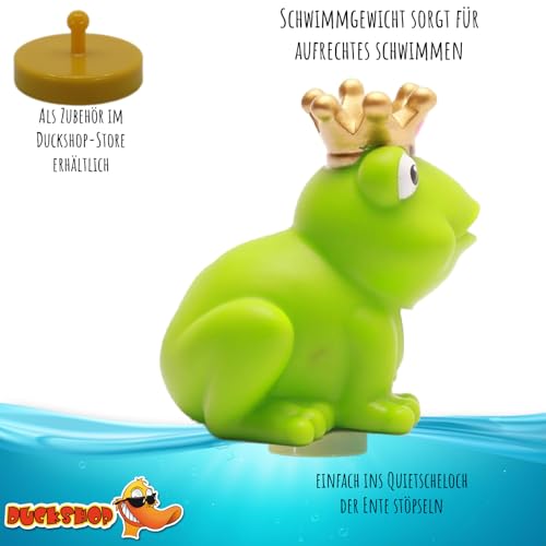 DUCKSHOP I Badeente Froschkönig mit Goldener Krone I L: 8 cm I Quietscheente I Quietscheentchen I Geschenk für Märchen Fans I Präsent Sammler