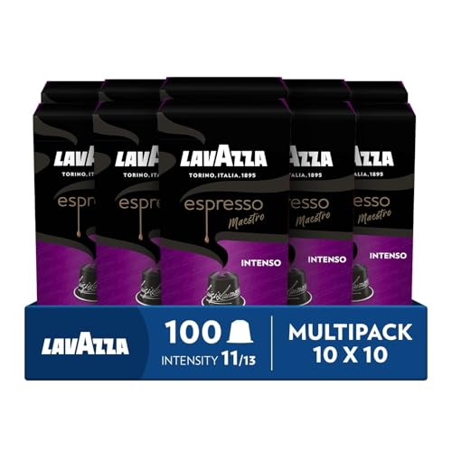 Lavazza, Espresso Maestro Intenso, 100 Coffee Pods Compatible with Nespresso Machines, Wood, Spice,&Cocoa Notes, Arabica&Robusta, Intensity 11/13, Medium Roast, 10 Packs of 10 Pods
