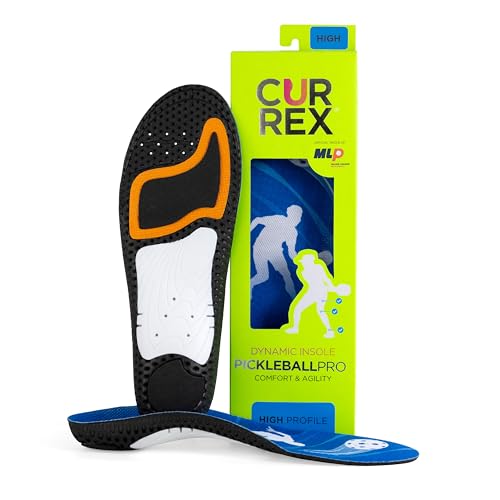 CURREX PICKLEBALLPRO Insoles for Pickleball Shoes – Arch Support Inserts w/Super Grip Surface & Premium Heel Cushioning, Helps Improve Foot Stability – for Men & Women– High Arch, Medium
