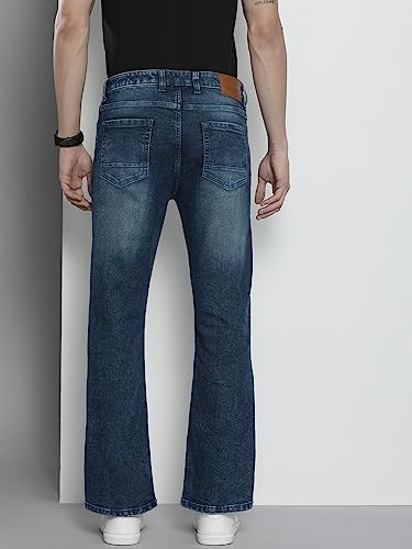 Image of The Indian Garage Co Men Bootcut Solid Mid-Rise Stretchable Jeans
