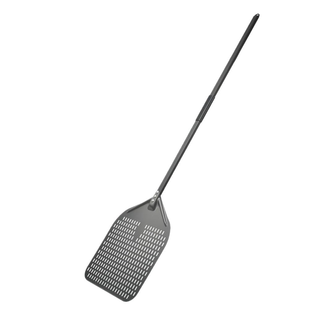 Pala Per Pizza Pala for pizza perforata con manico lungo da 14/13/12 pollici, rivestimento in alluminio duro, strumento for la cottura della(14 inch Long Black)