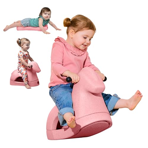 Image of Nuby Rock 'N Ride Rocking Horse for Kids - Ride, Rock & Scoot Toy for Indoor & Outdoor Play - Balance & Coordination Development Toy - Ages 12+ Months - Pink Horse
