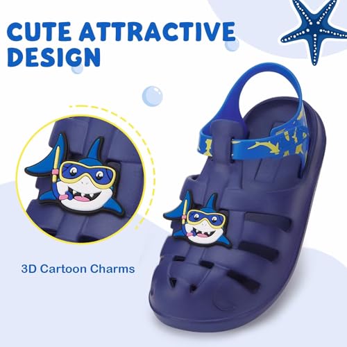 Image of FUNCOO PLUS Boys Girls Sandals Toddler Lightweight EVA Water Shoes Kids Closed Toe Fisherman Sandals Summer Beach Sports Shoes Outdoor