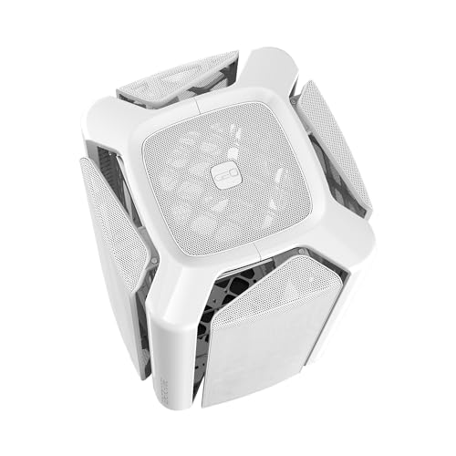 Gabinete PC Geometric Future Mini Tower THE ARK Blanco, compatible con Micro-ATX e ITX, con rejilla frontal y bandeja de placa base ajustable miniatura 4