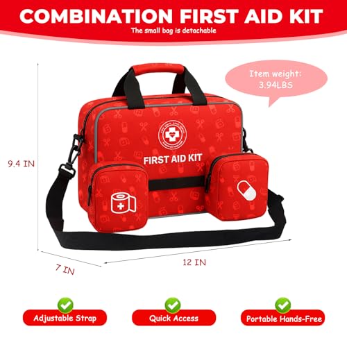 Kit de primeros auxilios de emergencia todo en uno, 530 piezas, kit médico grande para el hogar, coche, camping, viajes, senderismo, deportes y al aire libre - imagen 2