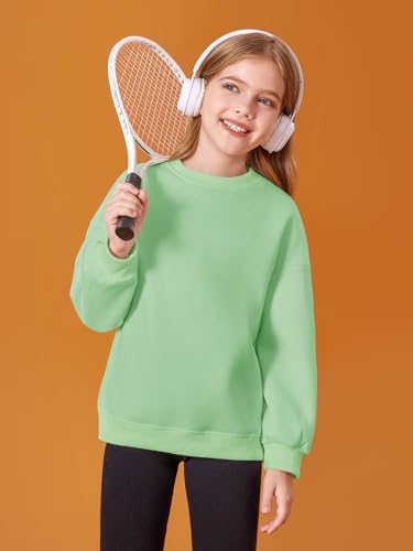 Image of Haloumoning Girls Oversized Crewneck Sweatshirts Kids Fleece Pullover Tops