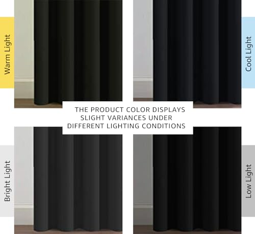 Image of 100% Blackout Curtains for Patio Sliding Door, Thermal Insulated Full Blackout Curtains for Bedroom Living Room Curtains 96 inches Long, Grommet Top Window Shades - Solid Jet Black (Set of 1 Panel)