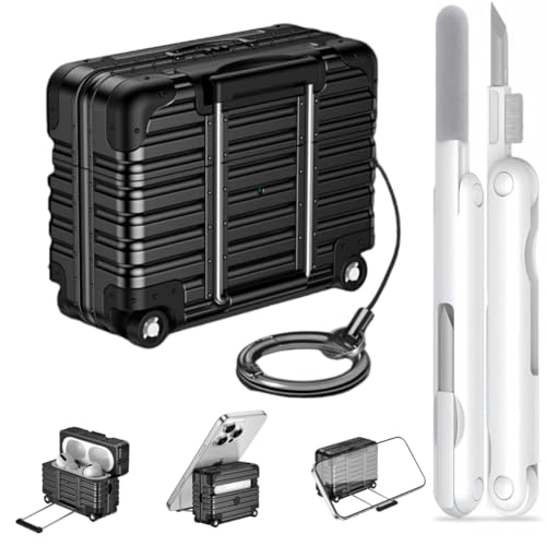 Recopilación de Soportes para maletas comprados en linea. 44 LZRXLST Funda Estilo Maleta para AirPods 4 | Soporte Teléfono + Cierre Seguro + Antigolpes Antiarañazos (Negro, airpods 4)