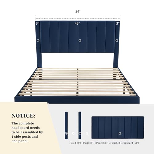 Modern Velvet Full Bed Frame - Durable, No Box Spring Needed - Image 4