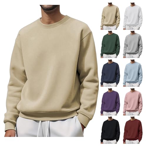 Men's Fleece Crewneck Sweatshirt Loose fit Long Sleeve Basic Pullover Tops Athletic Shirts4