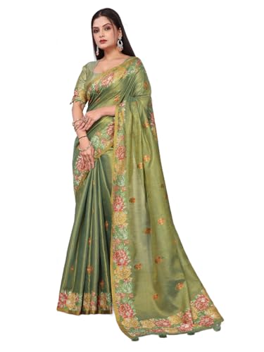 Image of SWORNOF Gold-Toned Woven Design Silk Zari Tissue Saree | Saree for Women | Soft and Skin Friendly