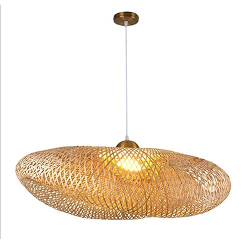 Chandelier rotan rétro salon - Suspension rotin pendant lumière chambre rétro