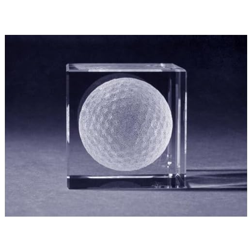 Generisch 3D Crystal - Golfball im Kristallwürfel 30x30x30mm oder 50x50x50mm oder 60x60x60mm (60x60x60mm)