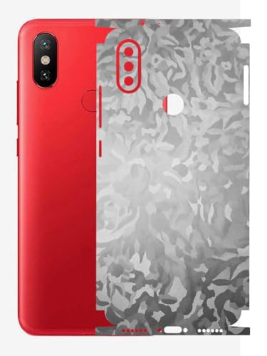 Image of AtOdds - Full Body Back Screen Guard Protector Film - 3D Textured Lamination Wrap Skin Sticker Compatible with Xiaomi Mi A2 | Scratchproof Matte Finish (Design - Silver Camo)