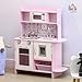 Imagen de HOMCOM Cocina de Juguete de Madera para Niños de +3 Años Cocina Infantil con Luz Sonidos Dispensador de Agua Horno Fregadero Grifo con Agua y Placa de Cocina 70x29x90 cm Rosa