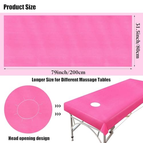 Image of Gypsy 20 Pcs Non-Woven Disposable Bedsheet | 32 x 72 Inc - Pink | Massage Table, Salon, Spa, Parlour, Clinics,Travel, Hospital & Hotels | Thick Breathable,Waterproof & Oilproof Bed Cover