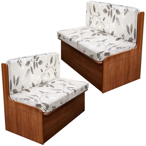 Image of SearchI RV Dinette Cushion Covers, Stretch Camper Cushion Slipcovers for Travel Trailer Couch RV Booth Seat, Replacement Camper Sofa Chair Protector (2 Backrest Cover & 2 Bench Cover, Elegant Foliage)