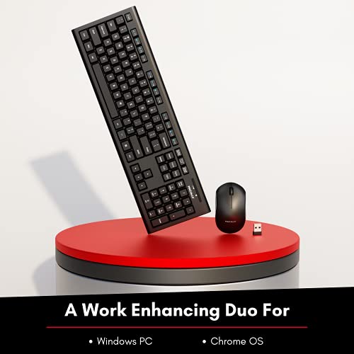 Macally Wireless Keyboard and Mouse Combo, 2.4G Full Size Wireless Mouse and Keyboard Combo for PC, Desktop, Laptop, Notebook, ChromeBook - Ultra Slim Cordless Computer Keyboard Mouse Set