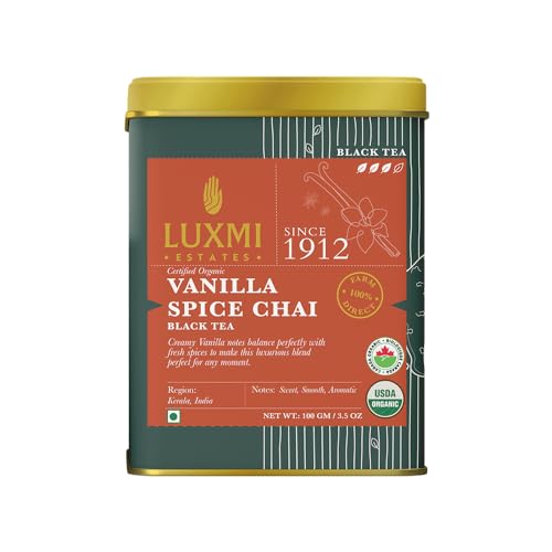 Image of Luxmi Estates Tea Bundle - Vanilla Spice Chai, Lemon Ginger Root & Purely Peppermint | New Years Gift Box I Christmas Gift Hamper | Stress Relief, Bedtime & Detox Tea Collection - Organic Loose Tea | Pack Of 3 | Certified USDA Organic Tea