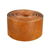 Teodute 10m Ferro Zincato Corteccia per Giardino, Solido Durevole Bordura per Aiuola, 15cm Altezza, Bordo per Aiuole per Giardino Scale Prato Sentiero (Include Guanti, Colore Ruggine)