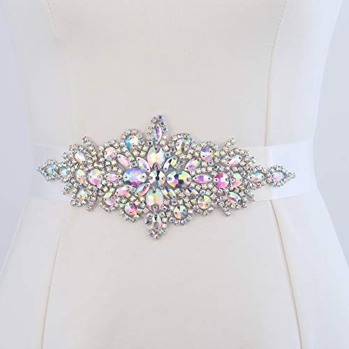Rhinestone Applique for Wedding Dress Belt Embellishment (AB Colorful) - Thumbnail 5