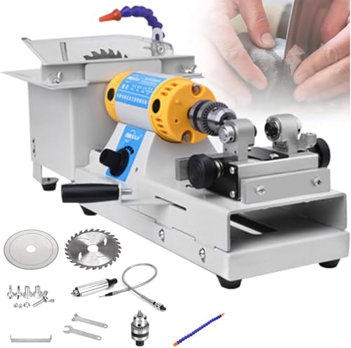 LIULIQ Torno De Metal Multifuncional, Pulidor De Joyería De Roca De 750 W con Función De Ajuste Continuo De Velocidad, Alta Velocidad De 10.000 RPM, Motor De Cobre Puro para Pulido Y Perforación