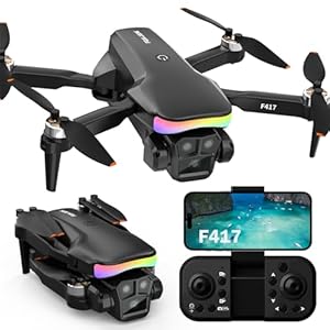 F417 Drone with Camera 1080P HD Dual Camera,90° Adjustable Angle,LED Bar,Optical Flow Tracking,Modular Battery,APP Control,One-button Takeoff/Landing,3D Flip,for Boys and Girls&Beginners,C0