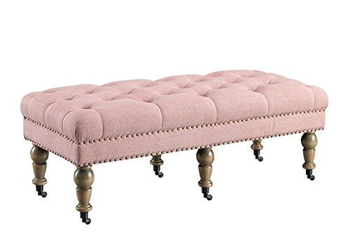 Linon Isabelle Washed, 50', Pink Linen Bench,