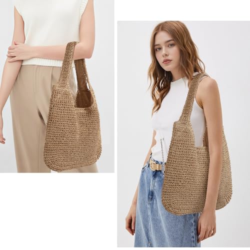 Image of Trifabricy Beach Bags for Women, Woven Straw Tote Bags,Large Beach Bag, Weaving Swim Shopping Travel Bag Waterproof
