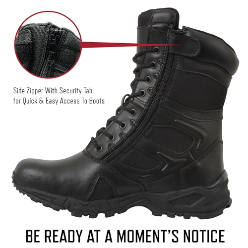 Image of Rothco Forced Entry Deployment Boot with Side Zipper - 8 Inch Tactical Uniform Boots - Black