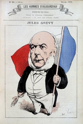 Affiche Jules Grévy drapeau français poster d'art vintage 60x90cm